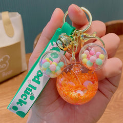 Mouse Doll Key Chain with Liquid Floating Ring Bag Pendant