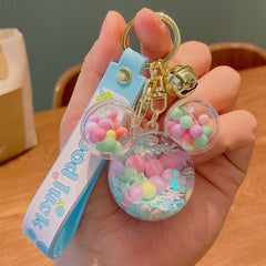 Mouse Doll Key Chain with Liquid Floating Ring Bag Pendant