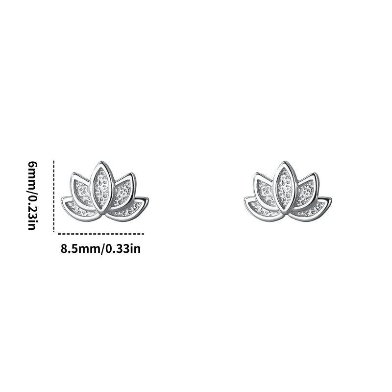 Lotus Shaped Silver Stud Earrings Decorative Accessories Holiday Gift