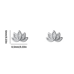 Lotus Shaped Silver Stud Earrings Decorative Accessories Holiday Gift