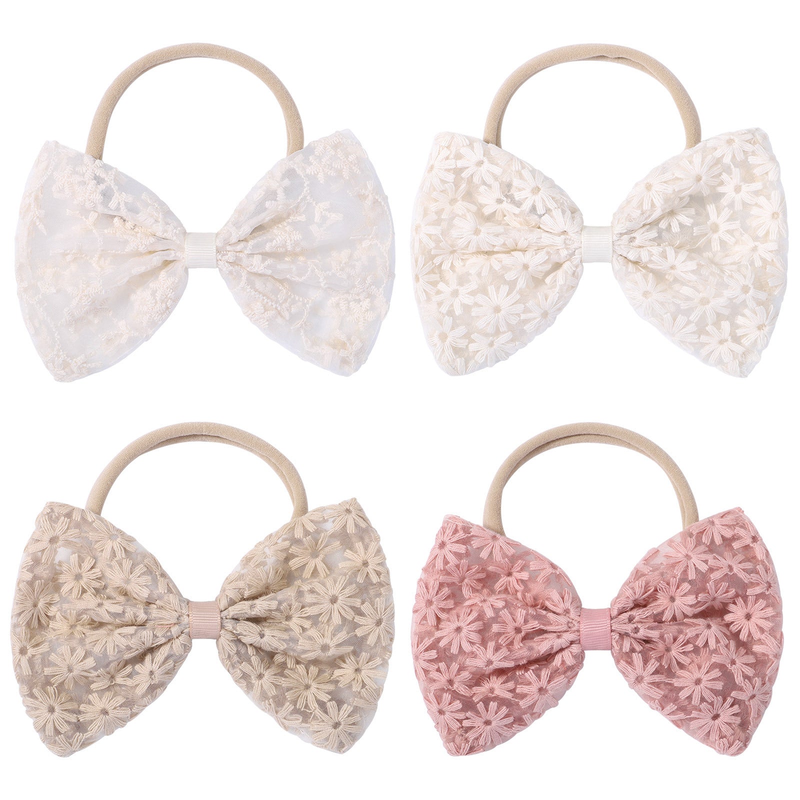 Cute Flower Tulle Bow Hair Bands for Baby Girls