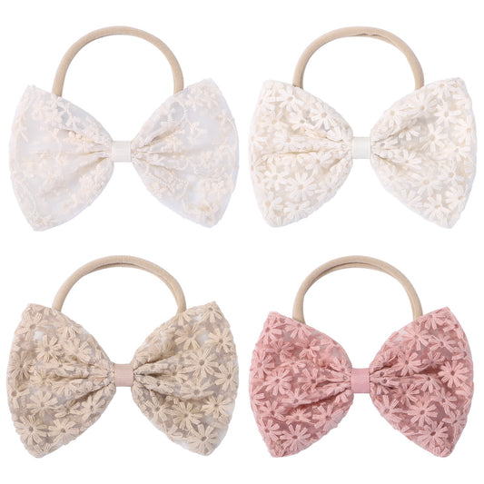 Cute Flower Tulle Bow Hair Bands for Baby Girls