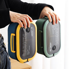 Double Layer Lunch Box Portable 2 Compartment Food Container Microwave Lunch Box