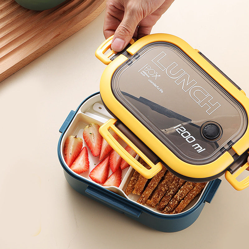 Double Layer Lunch Box Portable 2 Compartment Food Container Microwave Lunch Box