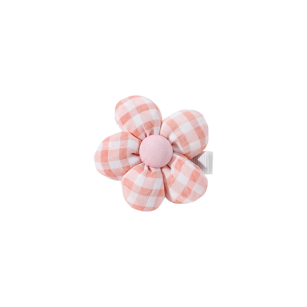 Plaid Flower Hair Clip for Girls