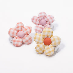 Plaid Flower Hair Clip for Girls