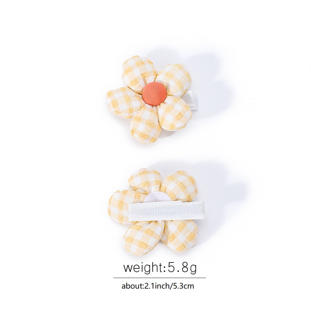 Plaid Flower Hair Clip for Girls