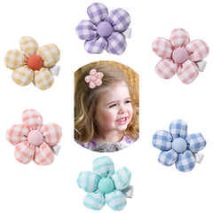 Plaid Flower Hair Clip for Girls