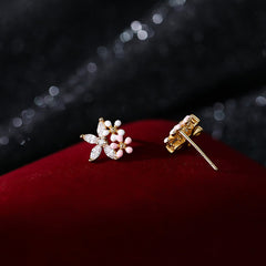 Zircon Flower Stud Earrings Holiday Gift For Girls