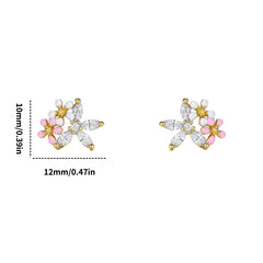 Zircon Flower Stud Earrings Holiday Gift For Girls