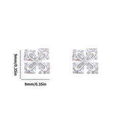 Geometric Square Rhinestone Stud Earrings Holiday Gift For Girls
