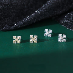 Geometric Square Rhinestone Stud Earrings Holiday Gift For Girls