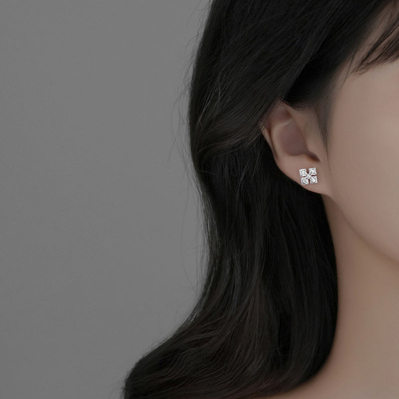 Geometric Square Rhinestone Stud Earrings Holiday Gift For Girls