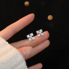 Geometric Square Rhinestone Stud Earrings Holiday Gift For Girls