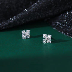 Geometric Square Rhinestone Stud Earrings Holiday Gift For Girls