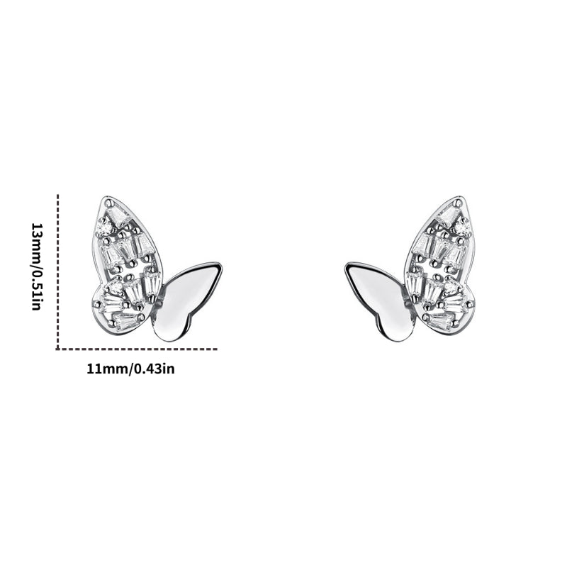 Zircon Butterfly Stud Earrings Holiday Gift For Girls