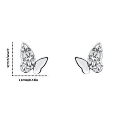 Zircon Butterfly Stud Earrings Holiday Gift For Girls