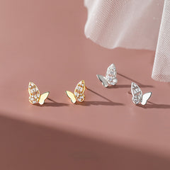 Zircon Butterfly Stud Earrings Holiday Gift For Girls