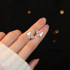 Zircon Butterfly Stud Earrings Holiday Gift For Girls
