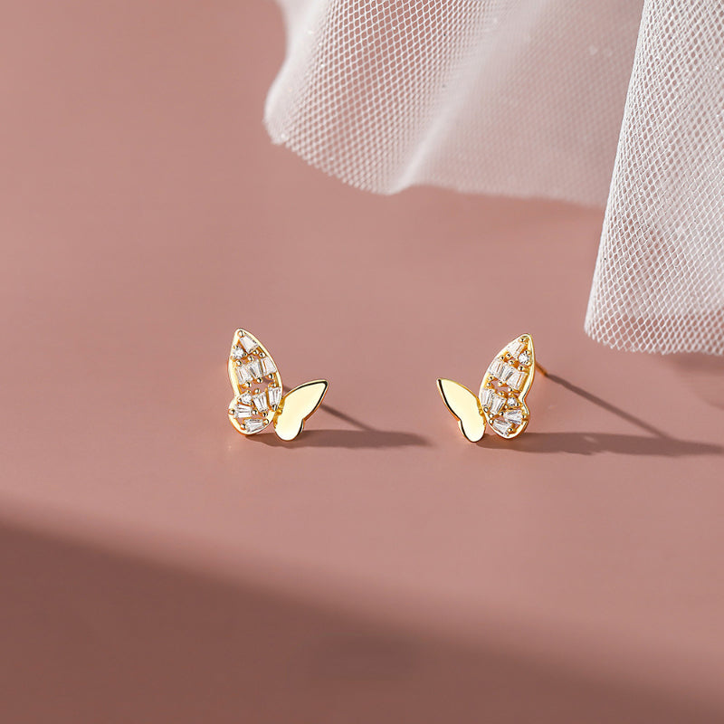 Zircon Butterfly Stud Earrings Holiday Gift For Girls