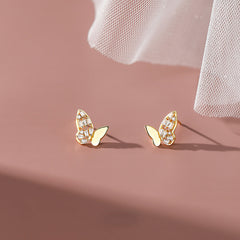 Zircon Butterfly Stud Earrings Holiday Gift For Girls