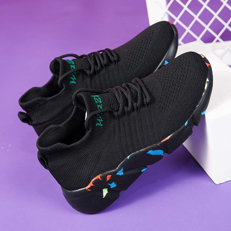 Women's Graffiti Weaving Shoes Lace Up Running Sneakers