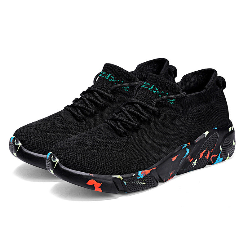 Women's Graffiti Weaving Shoes Lace Up Running Sneakers