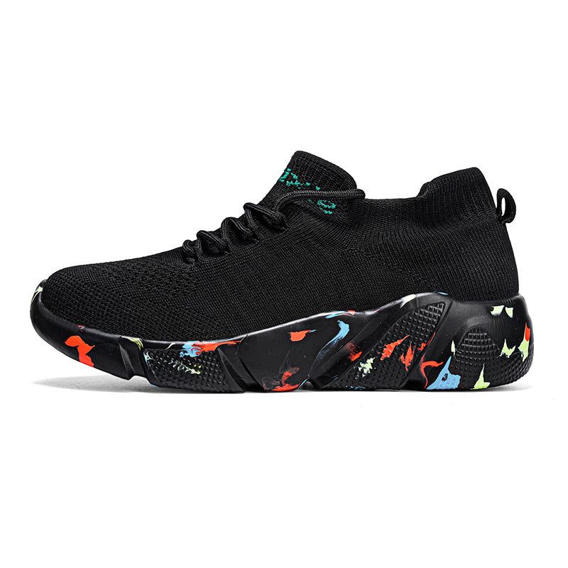 Women's Graffiti Weaving Shoes Lace Up Running Sneakers