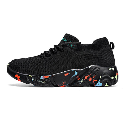 Women's Graffiti Weaving Shoes Lace Up Running Sneakers