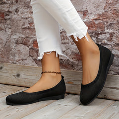 Women's Breathable Knit Flat Shoes Solid Slip On Lightweight Shoes