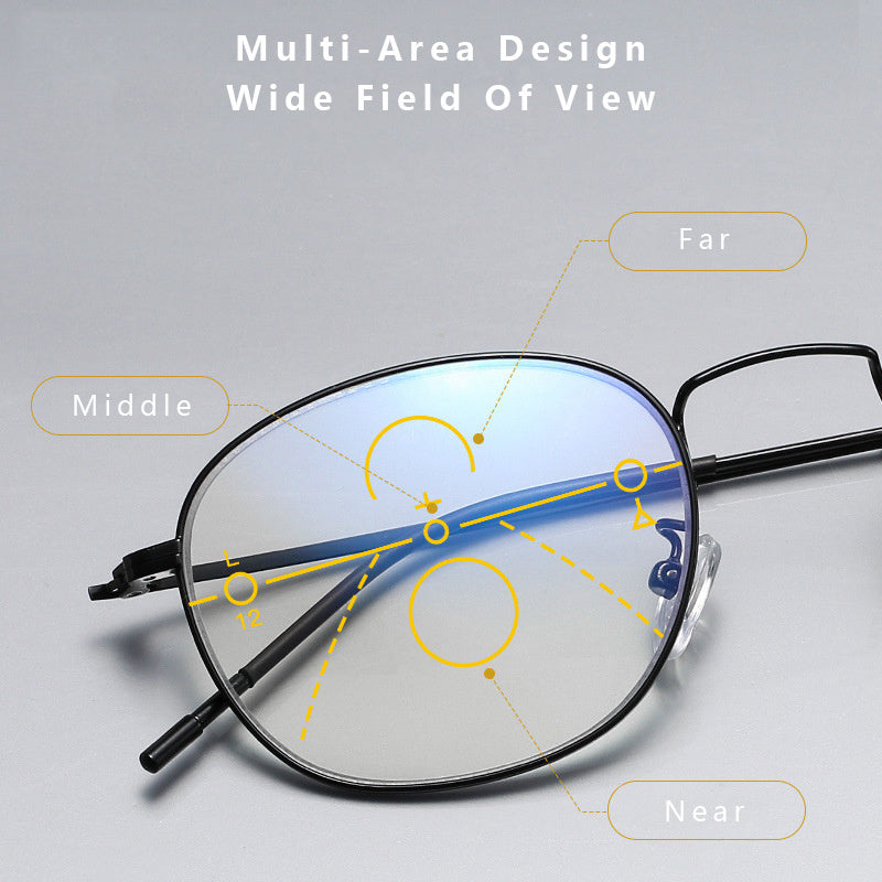 Multifocal Anti Light Reading Glasses Far Near Photochromic