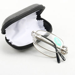 Mini Portable Folding Reading Glasses Metal Full Frame With Case