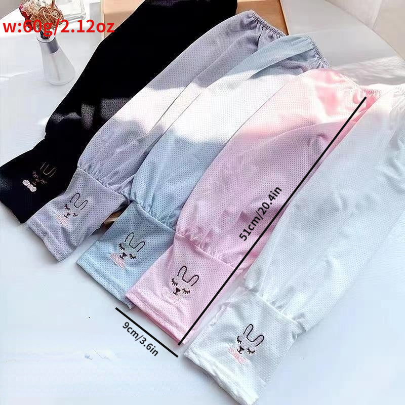 Rabbit Embroidery Ice Sleeve UV Protection Gloves