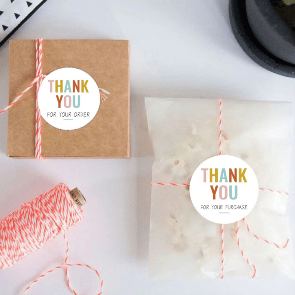 500pcs 2.54cm Round Thank You Stickers for Small Business, Sealing Packaging