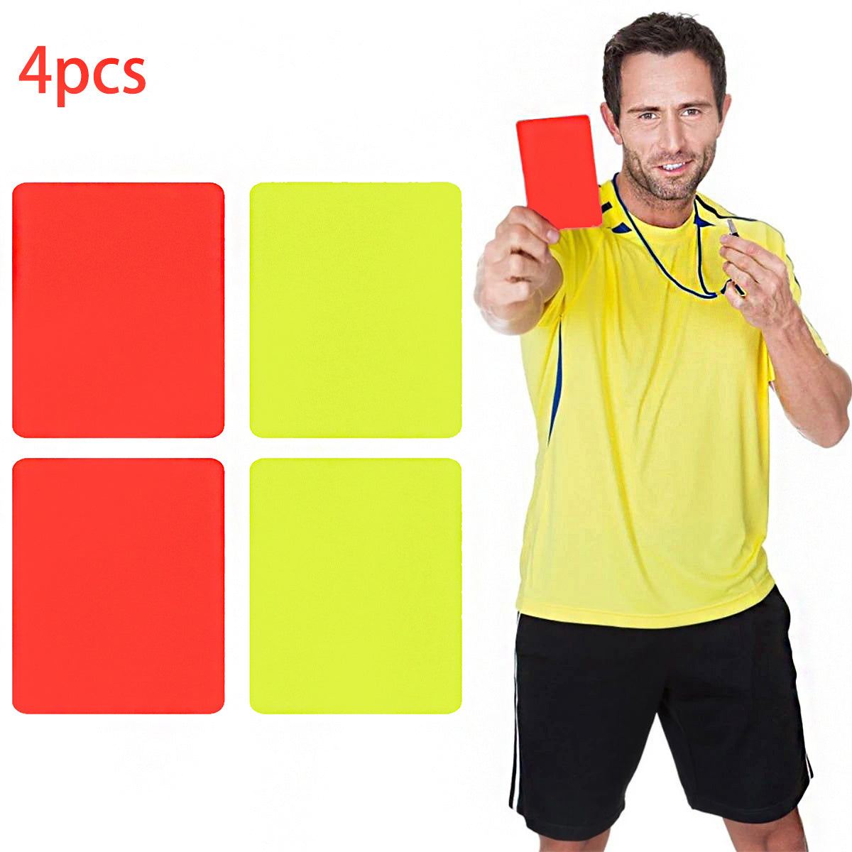 4pcs Soccer Referee Cards Red Yellow Football Match Essential Tool