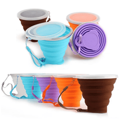 Silicone Collapsible Cup 270ml with Lid for Outdoor Travel