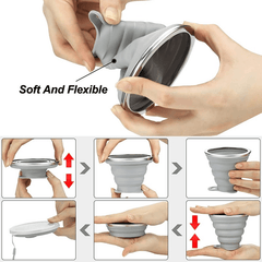 Silicone Collapsible Cup 270ml with Lid for Outdoor Travel