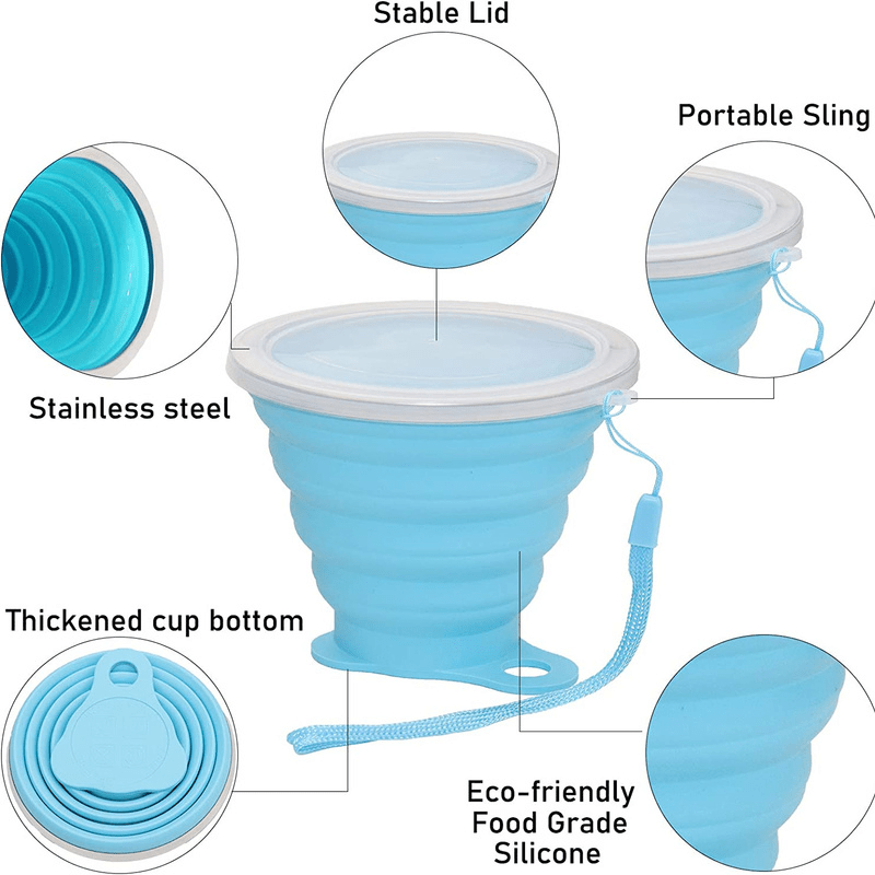 Silicone Collapsible Cup 270ml with Lid for Outdoor Travel