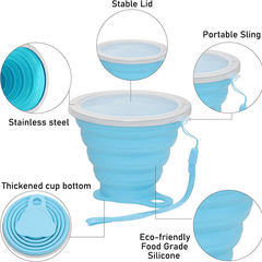 Silicone Collapsible Cup 270ml with Lid for Outdoor Travel