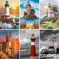 5D Lighthouse Seaside Diamond Painting