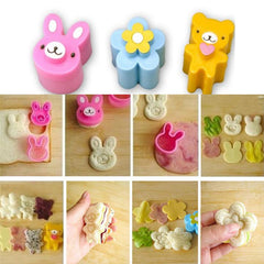 3pcs Rabbit Flower Panda Sandwich Mould for Baking