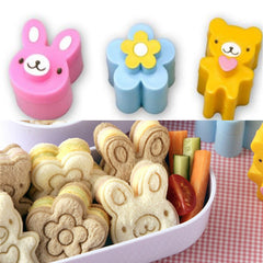 3pcs Rabbit Flower Panda Sandwich Mould for Baking