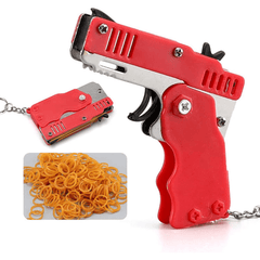Mini Metal Burst Rubber Band Toy Launcher Keychain