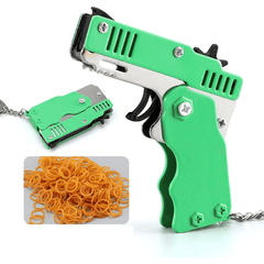 Mini Metal Burst Rubber Band Toy Launcher Keychain