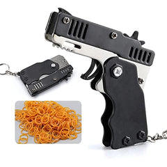 Mini Metal Burst Rubber Band Toy Launcher Keychain
