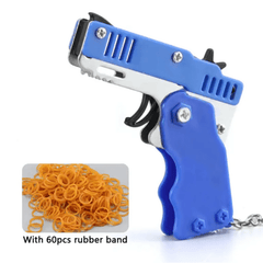 Mini Metal Burst Rubber Band Toy Launcher Keychain
