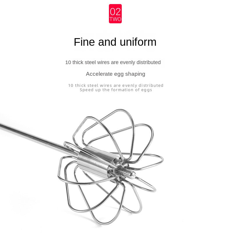 Stainless Steel Egg Beater Rotary Egg Blender Baking Tools
