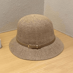 Hollow Crochet Bucket Hat Belt Decor Casual Sunscreen Basin Hat