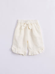Girls Linen Elastic Shorts With Bow Tie Kids Summer Pants