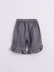 Girls Linen Elastic Shorts With Bow Tie Kids Summer Pants